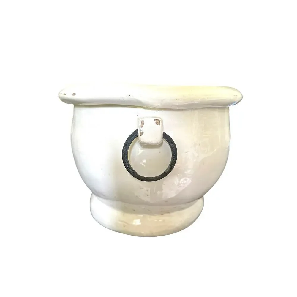 Pottery Barn White Ceramic Jardiniere Footbath Planter Ice Bucket Made in Italy